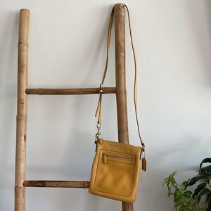 Used Coach Yellow Leather Crossbody Purse